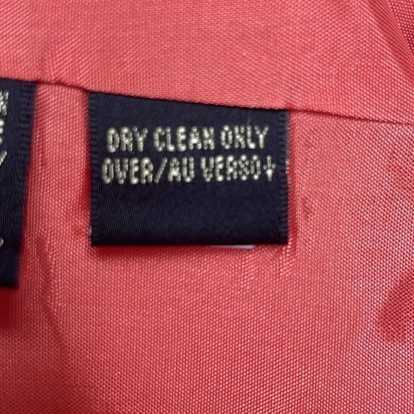 DANA Buchman Jacket Silk Dupioni Linen Blend Bright Coral Shoulder Pads Size 14 - Picture 10 of 13